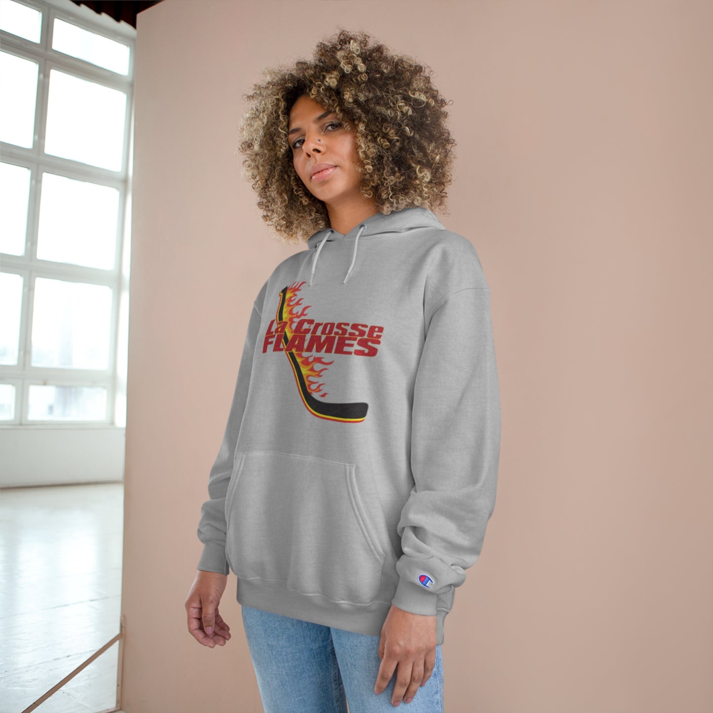 LA CROSSE FLAMES Champion Brand Hoodie