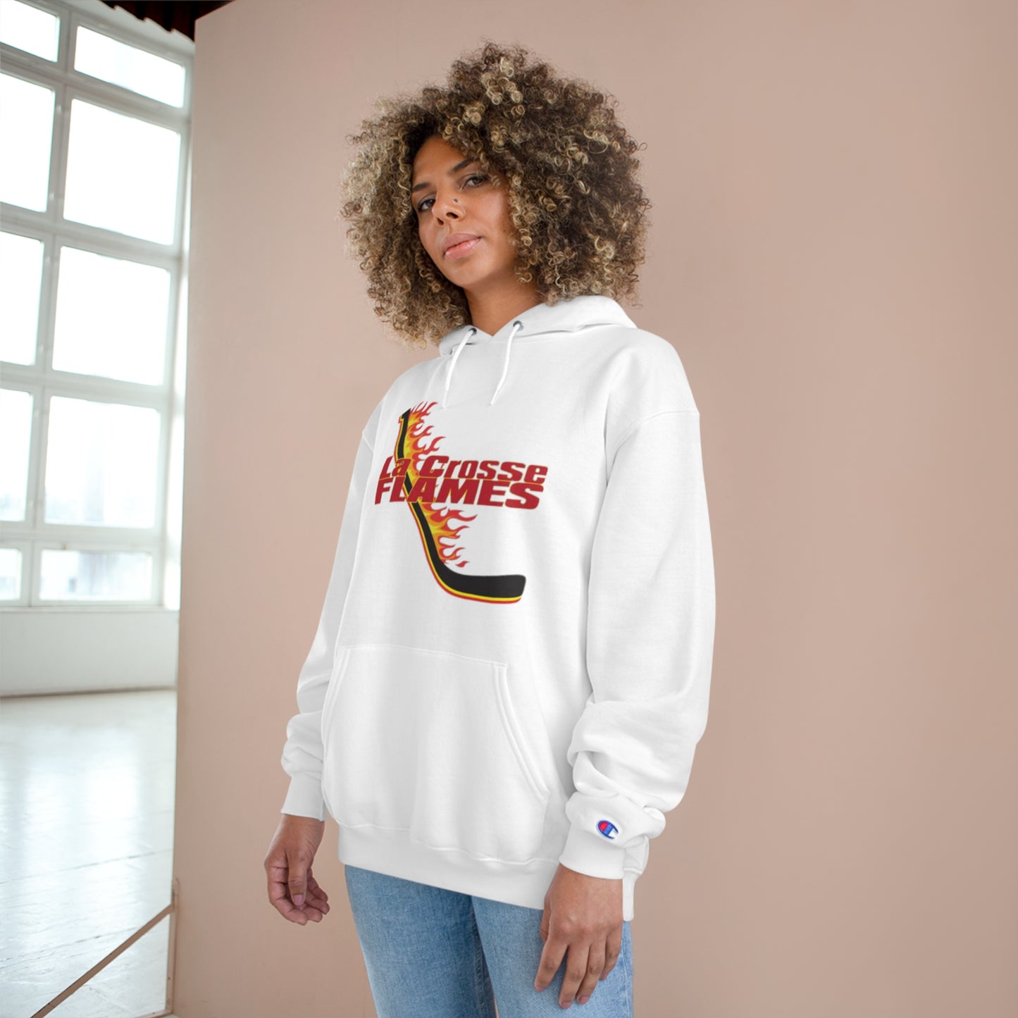 LA CROSSE FLAMES Champion Brand Hoodie