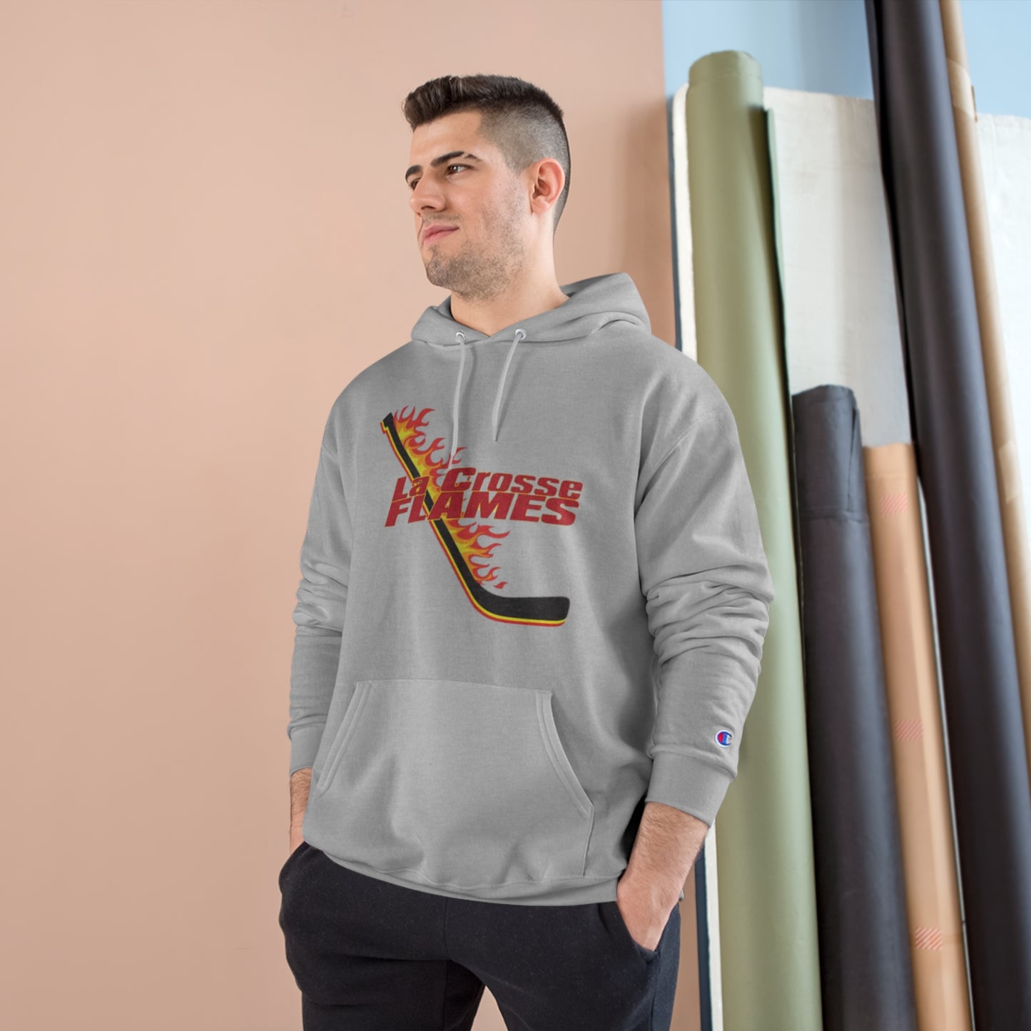 LA CROSSE FLAMES Champion Brand Hoodie