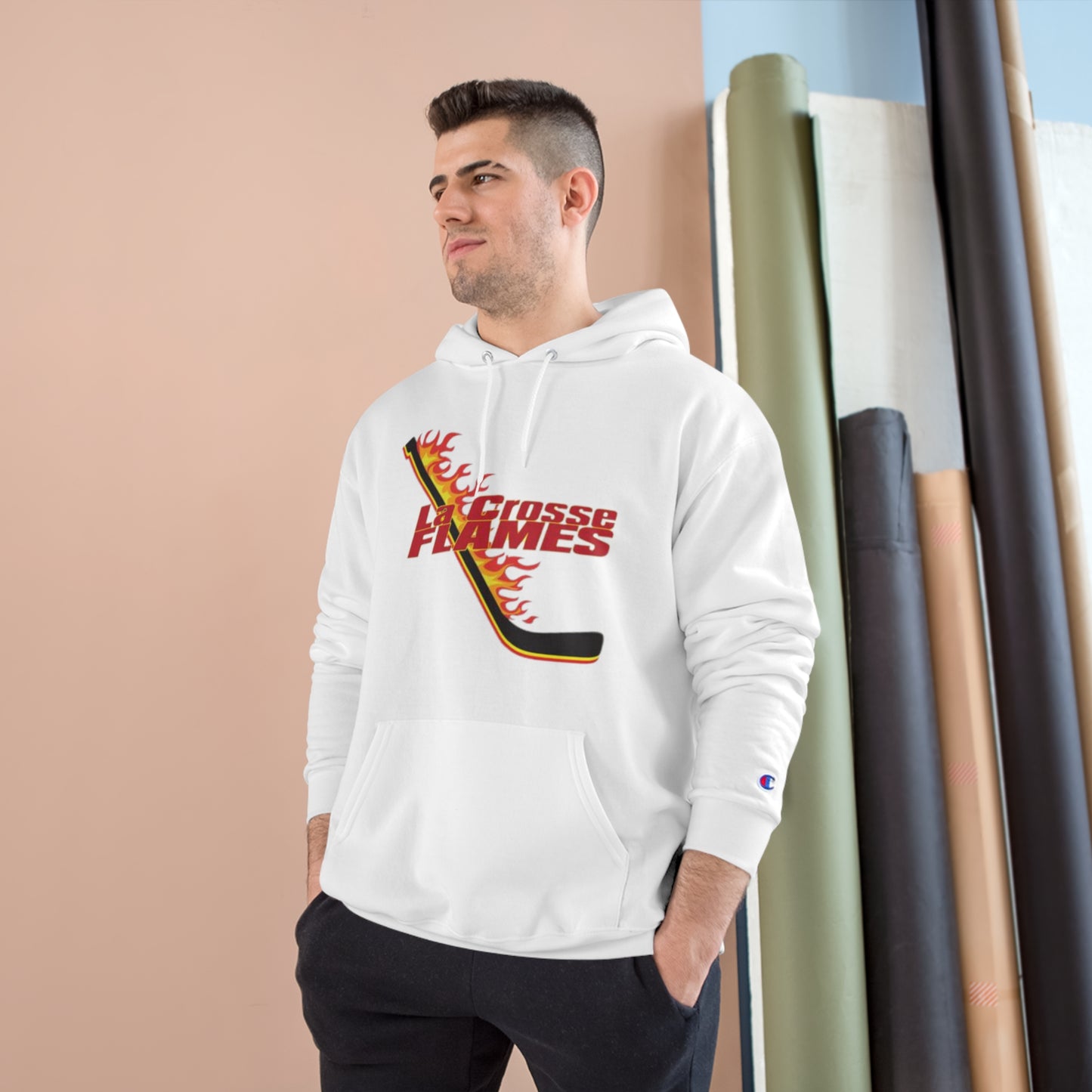 LA CROSSE FLAMES Champion Brand Hoodie