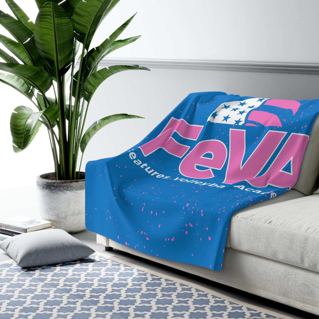 FEVA LOGO Sherpa Fleece Blanket Printify