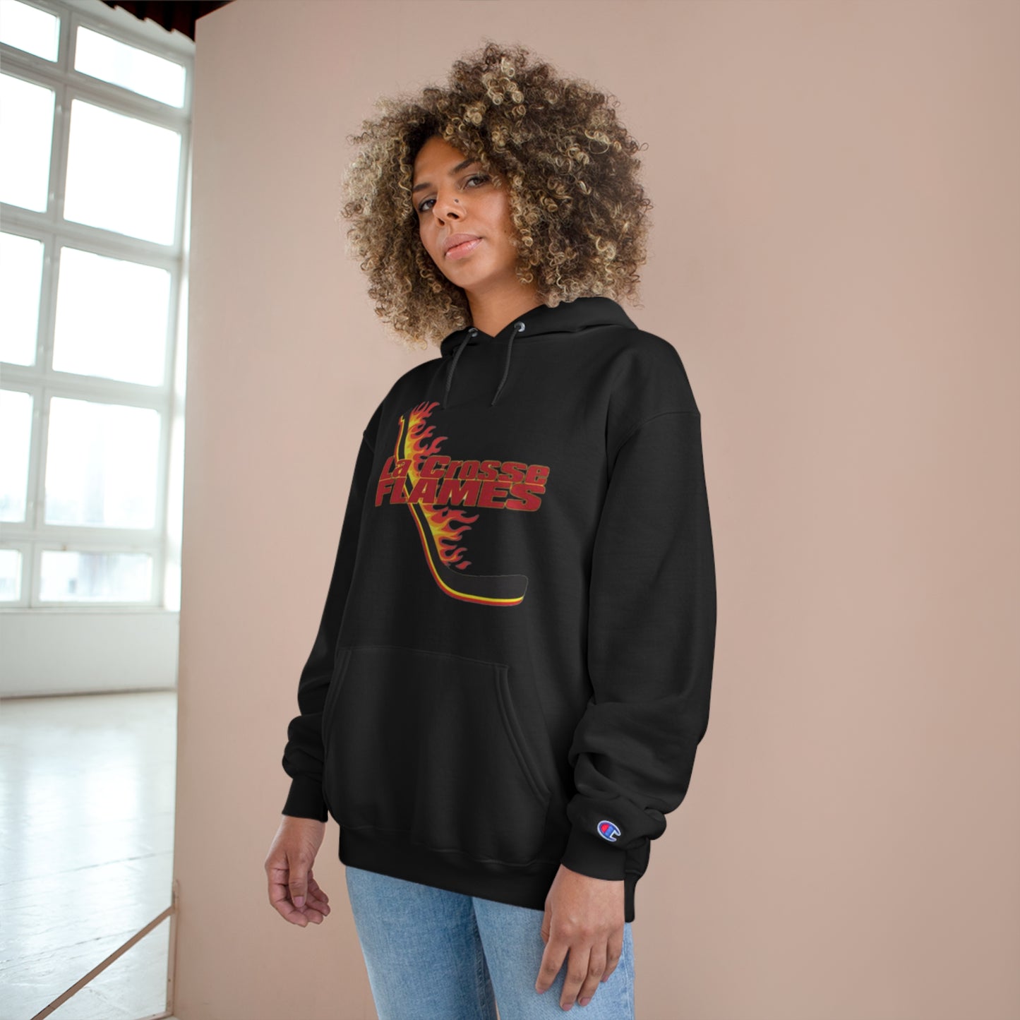 LA CROSSE FLAMES Champion Brand Hoodie