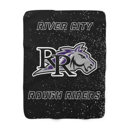 RIVER CITY ROUGH RIDERS BLACK Sherpa Fleece Blanket