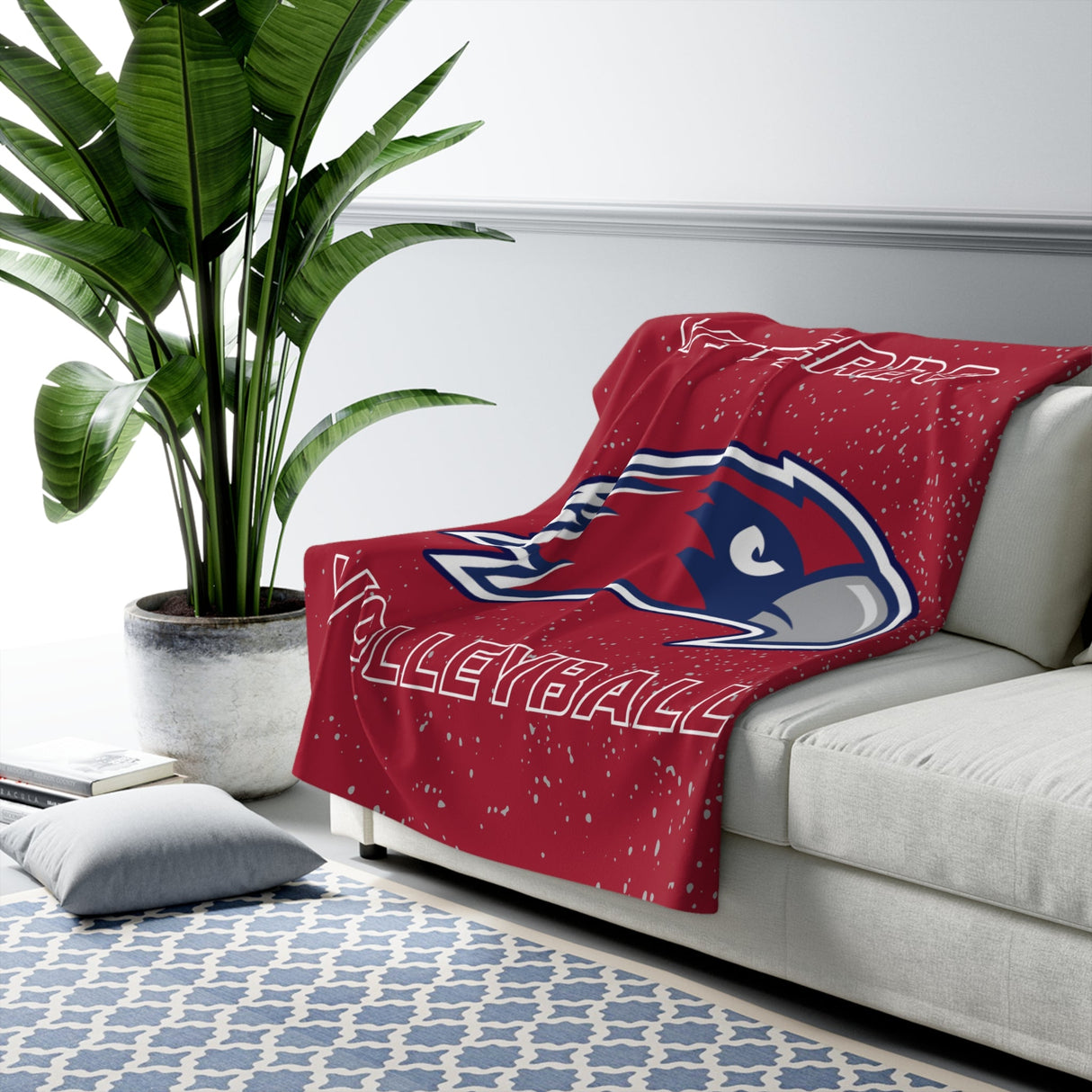 Viterbo Volleyball Red Sherpa Fleece Blanket Printify