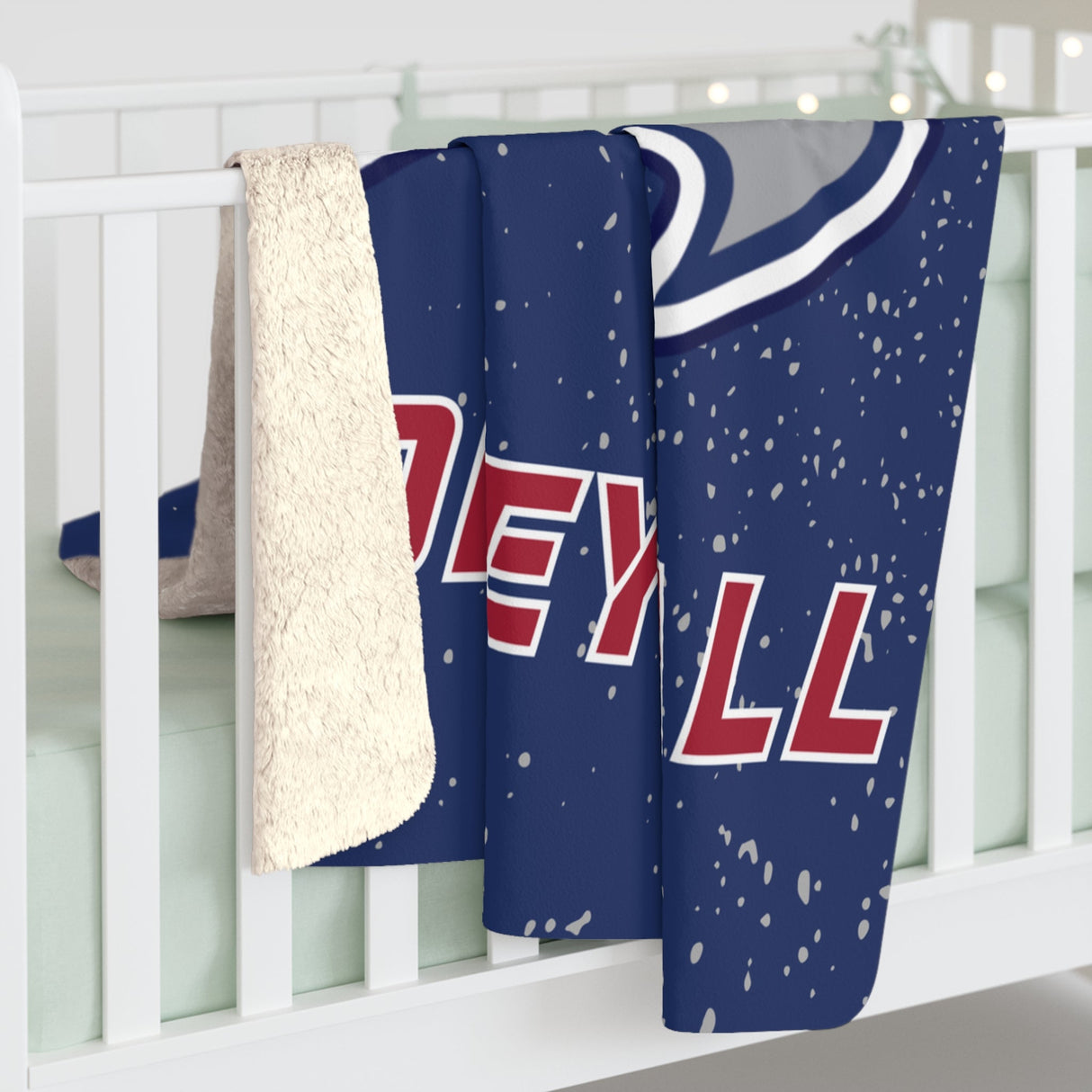 Viterbo Volleyball Navy Sherpa Fleece Blanket Printify