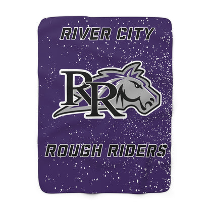 RIVER CITY ROUGH RIDERS PURPLE Sherpa Fleece Blanket