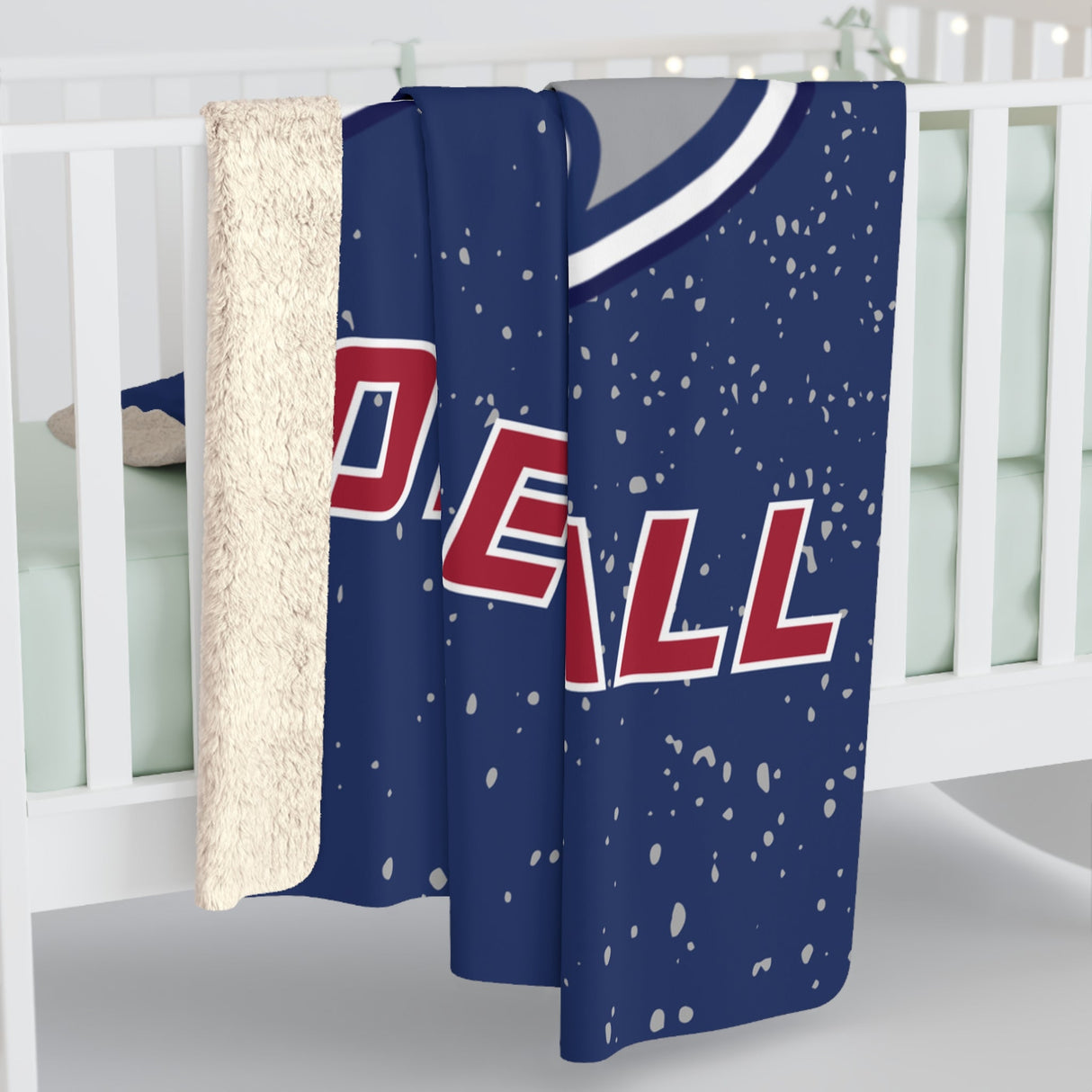 Viterbo Volleyball Navy Sherpa Fleece Blanket Printify