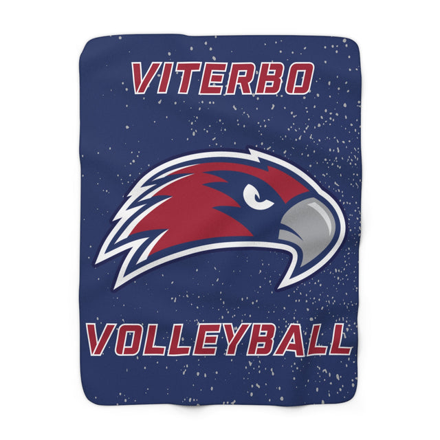 Viterbo Volleyball Navy Sherpa Fleece Blanket Printify