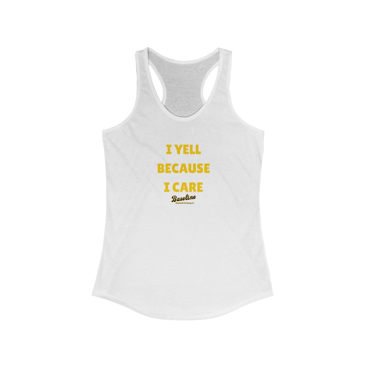 Baseline Clothing Co Womens "I Care" Racerback Tank