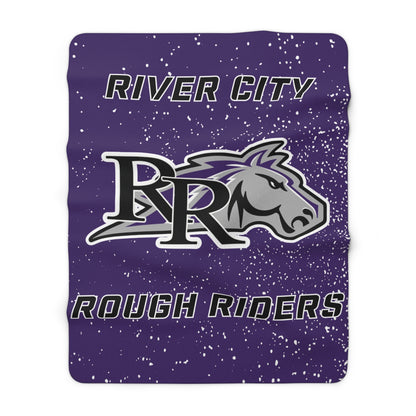 RIVER CITY ROUGH RIDERS PURPLE Sherpa Fleece Blanket